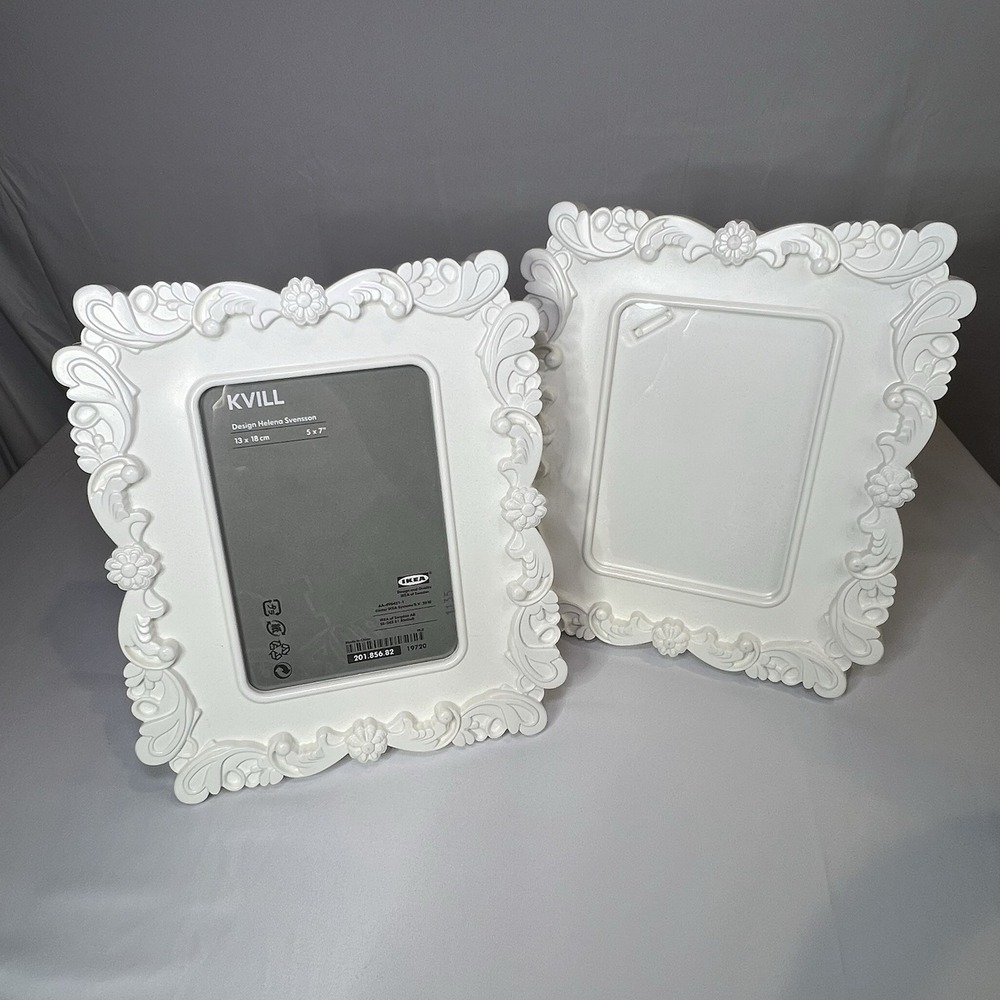 IKEA KVILL Picture Frames White Helena Svenson 5 x 7 Rectangle Set of 2 Floral